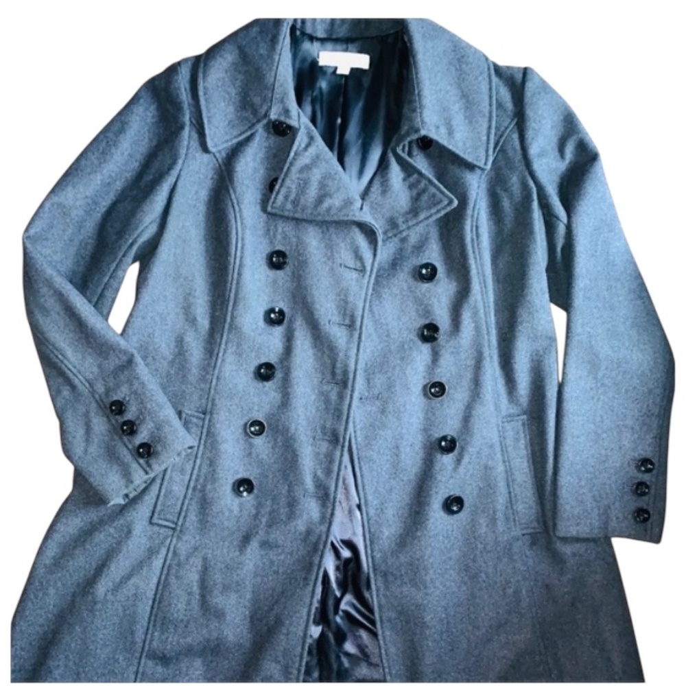 🛑 SOLD ‼️NEW YORK & COMPANY CHARCOAL / HEATHER GRAY WOOL BLEND PEA COAT SIZE XL